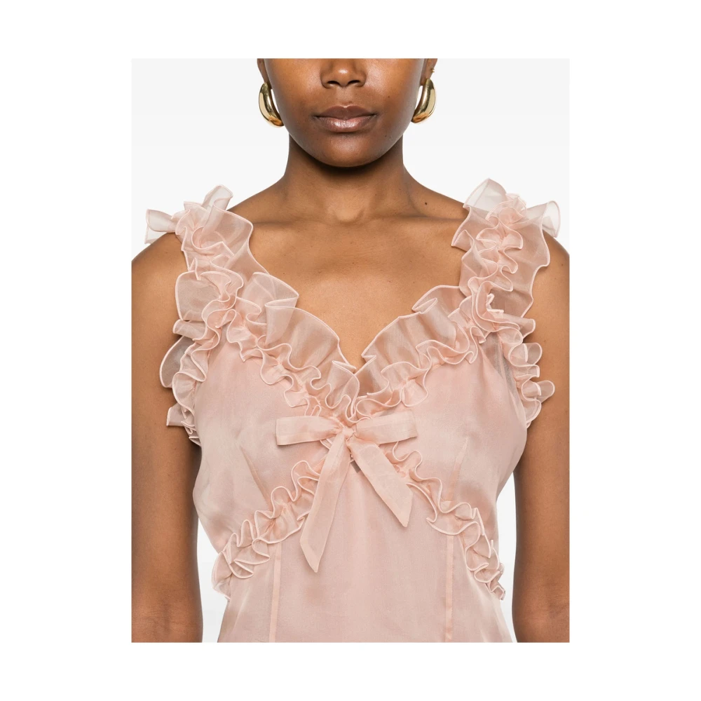 Alessandra Rich Blush Pink V-Hals Mouwloze Jurk Pink Dames
