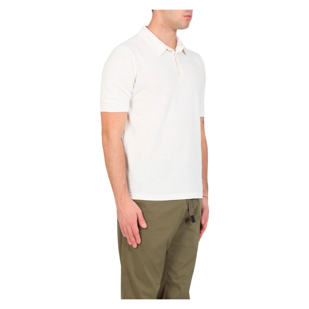 Eleventy Beige Crepe Cotton Polo Shirt White Heren