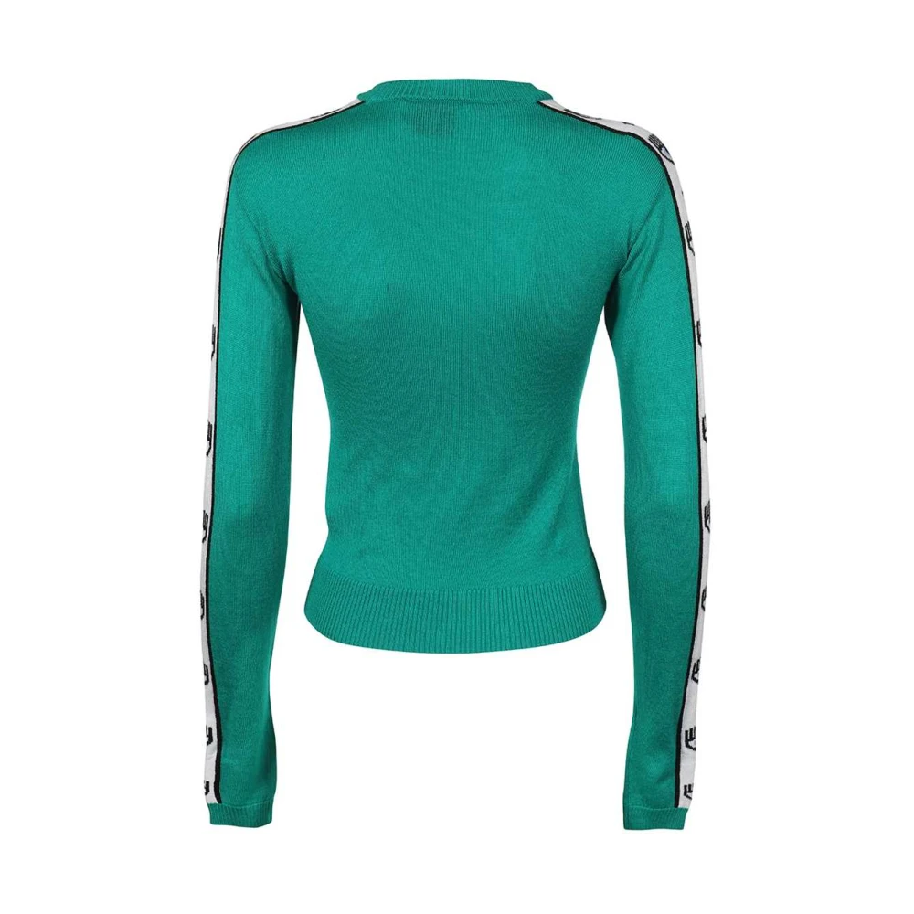 Chiara Ferragni Collection Gestreepte Wollen Trui Green Dames