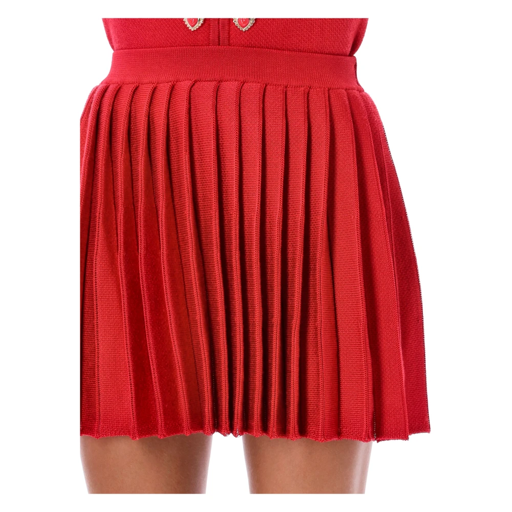 Self Portrait Rode Geplooide Mini Rok Aw24 Red Dames