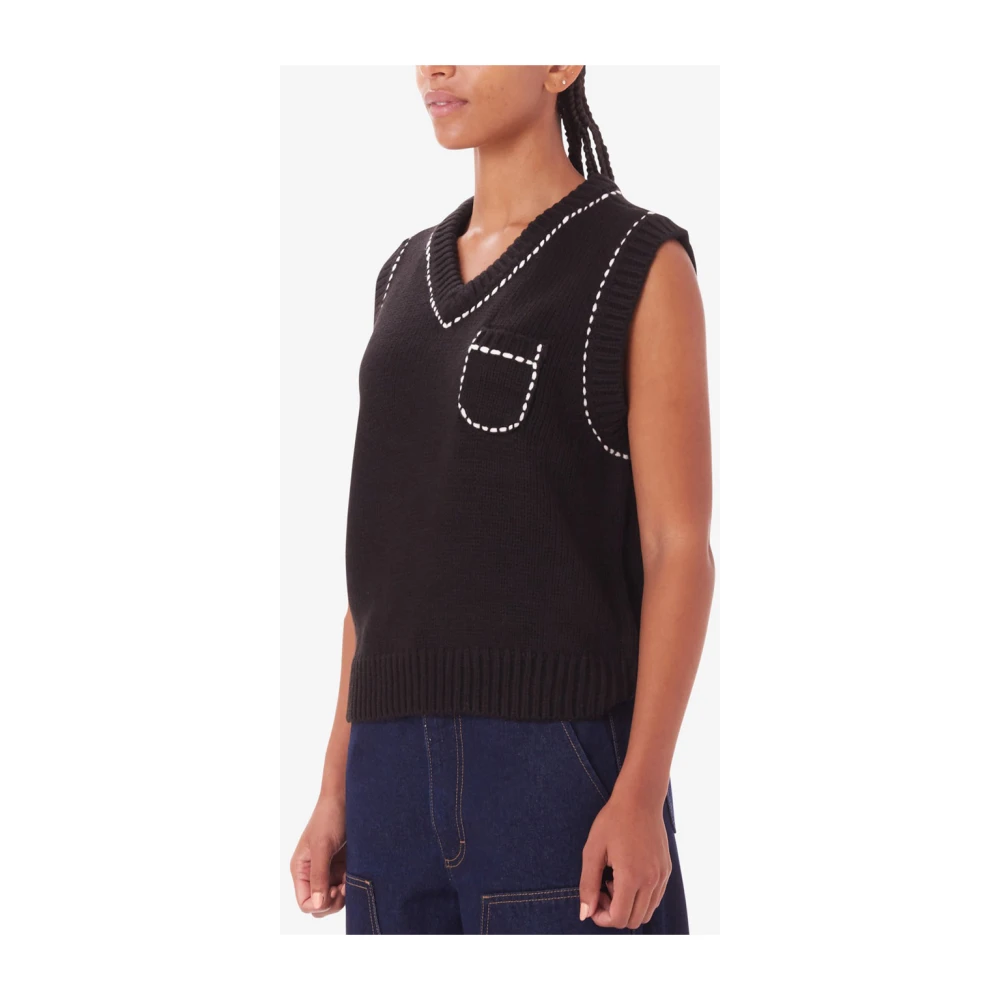 Obey Solide Contraststeek Sweater Vest Black Dames