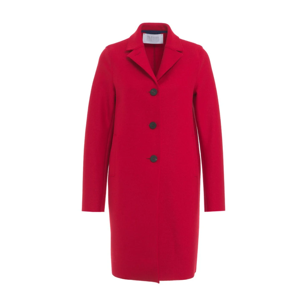 Harris Wharf London Rode Enkellange Wollen Jas Aw24 Red Dames