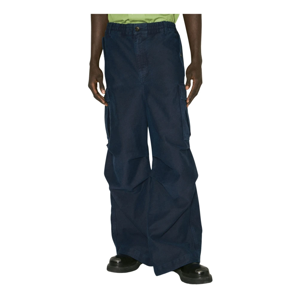 Marni Cargo Broek Zware Weving Italië Blue Heren