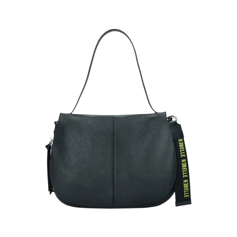 Rebelle Zwarte leren satchel tas Black Dames