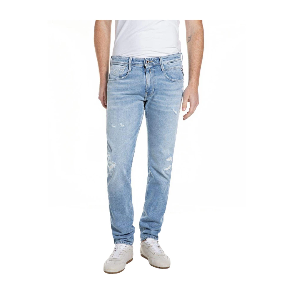 Replay Blue Anbass Slim-Fit Jeans - Male - Slim Fit Jeans - W30 - Jeans