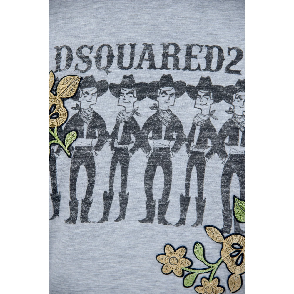 Dsquared2 Grijze Oversized Bloemen T-shirt Gray Dames