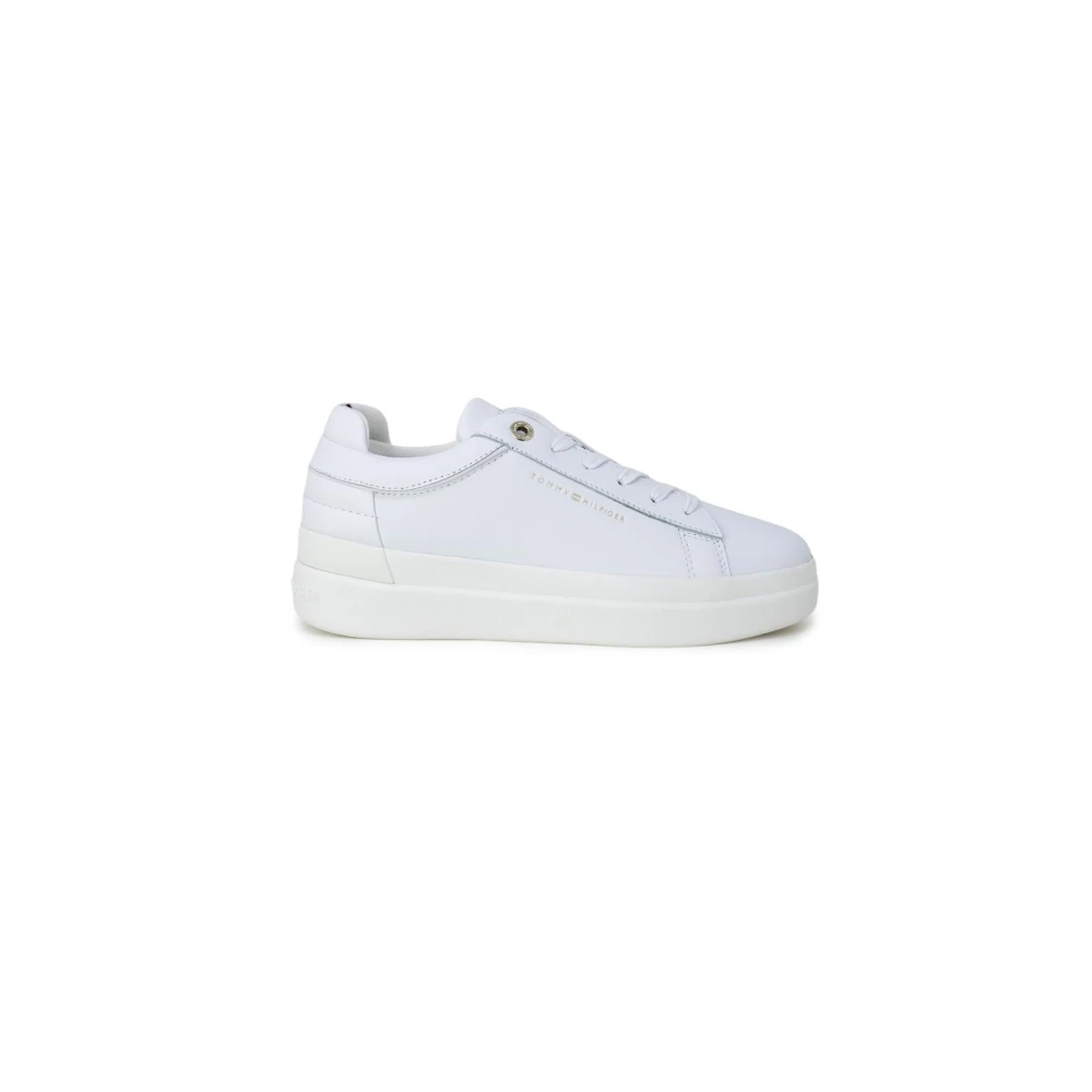 Tommy Jeans Witte Leren Sneakers Eenvoudig Patroon Dames Schoenen