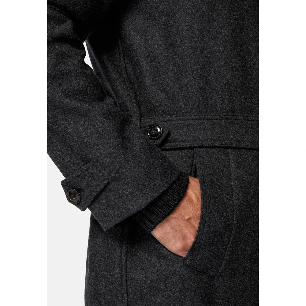 Boggi Milano Enkelrijig wollen jas Black Heren
