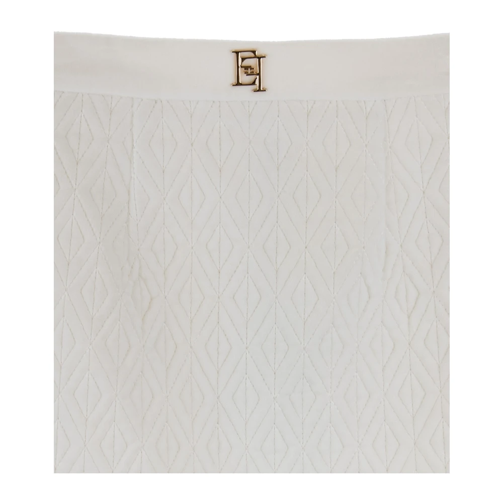 Elisabetta Franchi Geruite Rits Haak Korte Rok Beige Dames