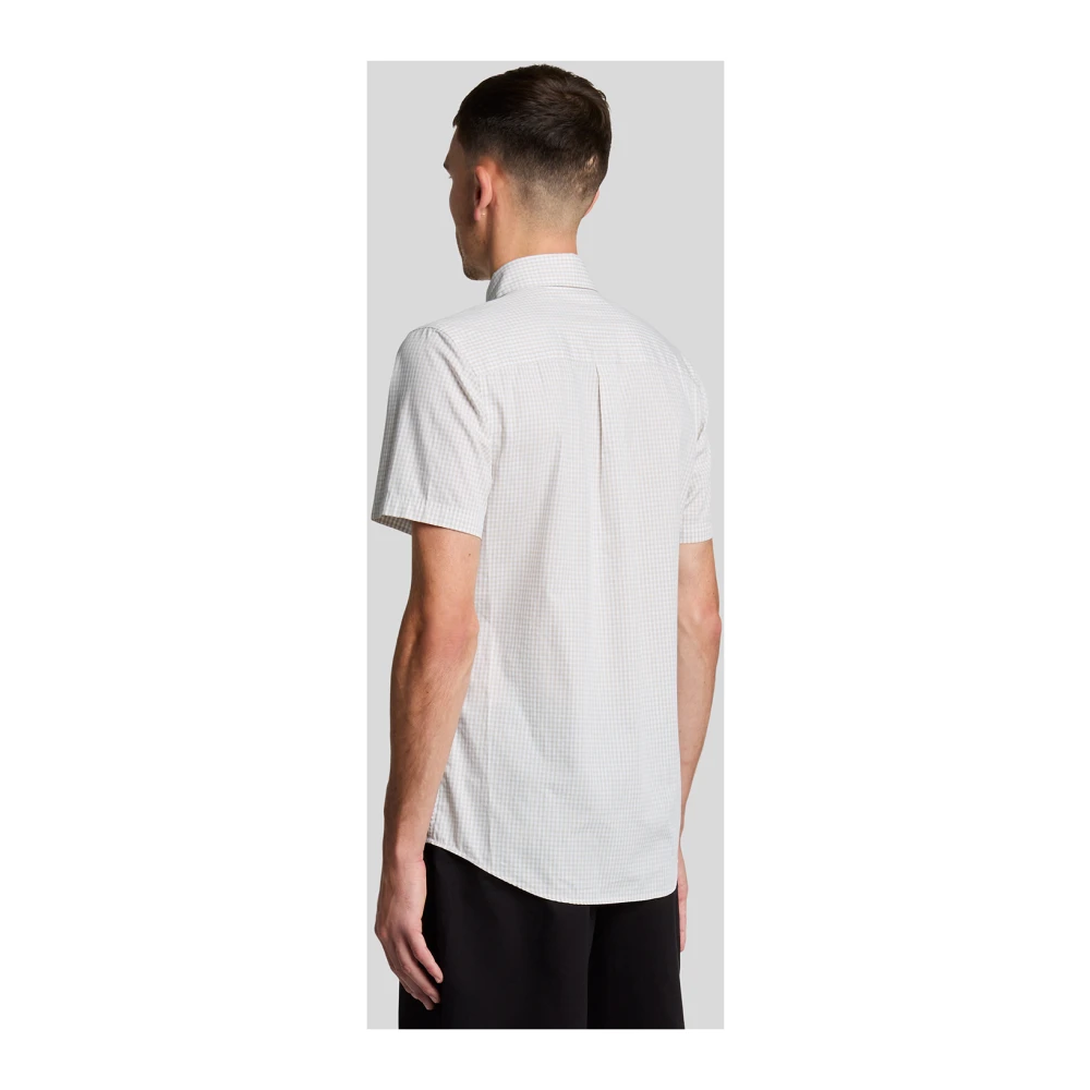 Lyle & Scott LS Geweven Overhemden Korte Mouwen Slim Fit Gingham Overhemd White Heren