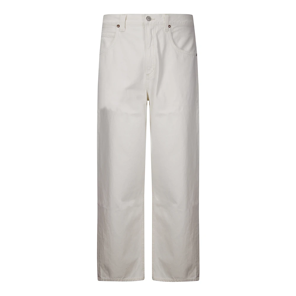 Agolde Hoge Taille Wijde Pijp Vijf Zakken Jeans Beige Heren
