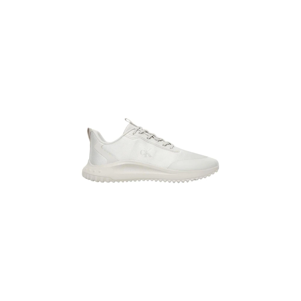 Calvin Klein Jeans Men's White Sneakers, 8 Uk, Sporty Lace-Up Slip-On Trainers