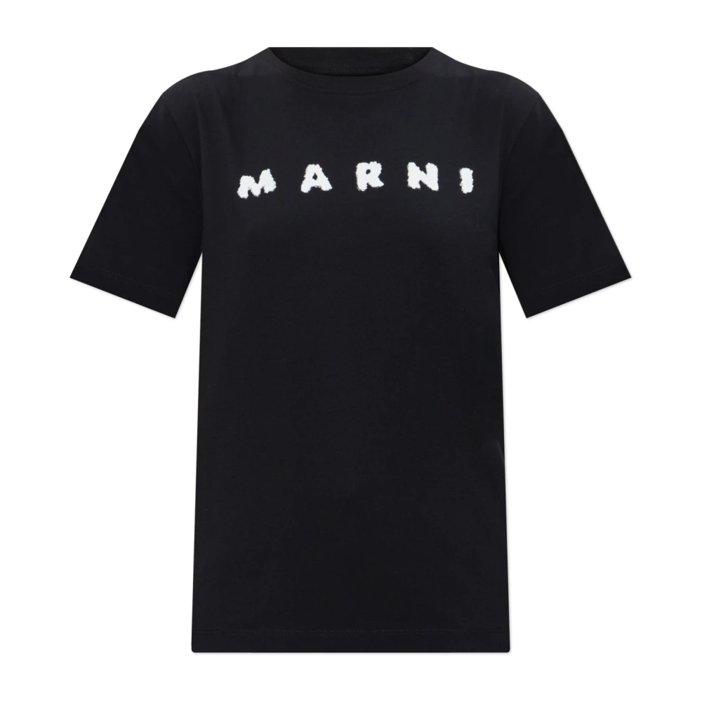 Marni Women's Black T-Shirts, Xs, T-Shirt With Logo