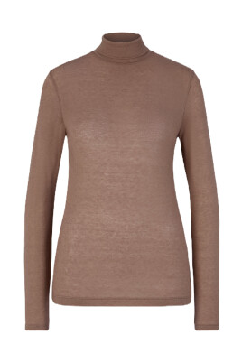 chemisier-marron-a-col-roule-et-coupe-slim