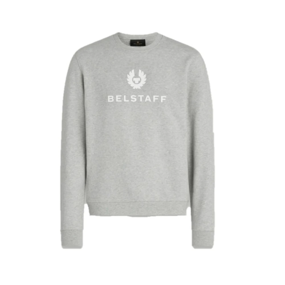 Belstaff Men's Gray Signature Crewneck Sweatshirt With Flocked Logo