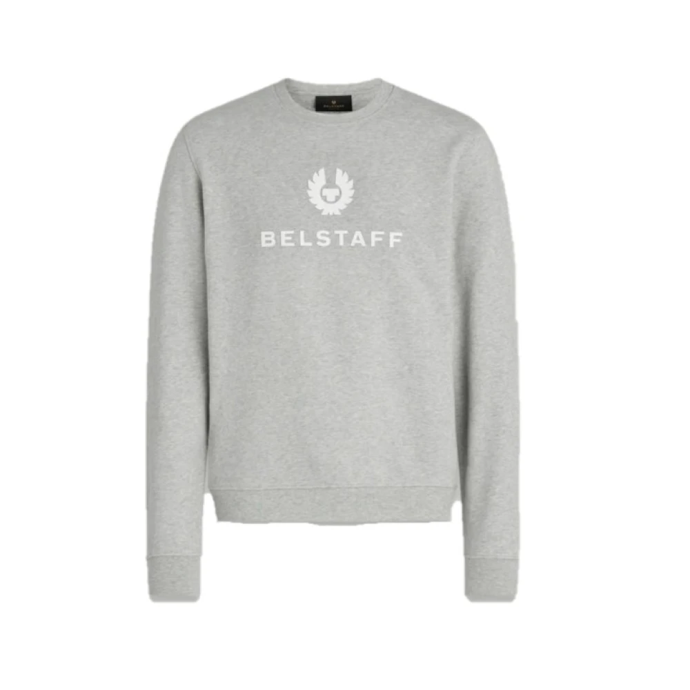 Belstaff Signature Crewneck Sweatshirt met Flock Logo Gray Heren