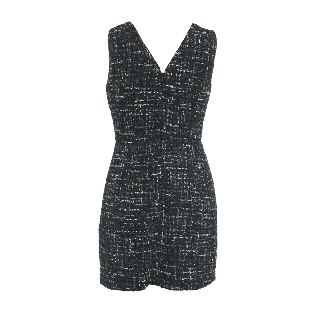 Liu Jo Stijlvolle Bouclé Jurk met V-hals Black Dames