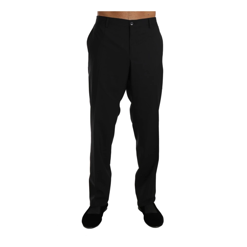 Dolce & Gabbana Black Dress Formal Trousers With Button And Zipper Fly Closure - Male - Chinos - Black - M - Trousers
