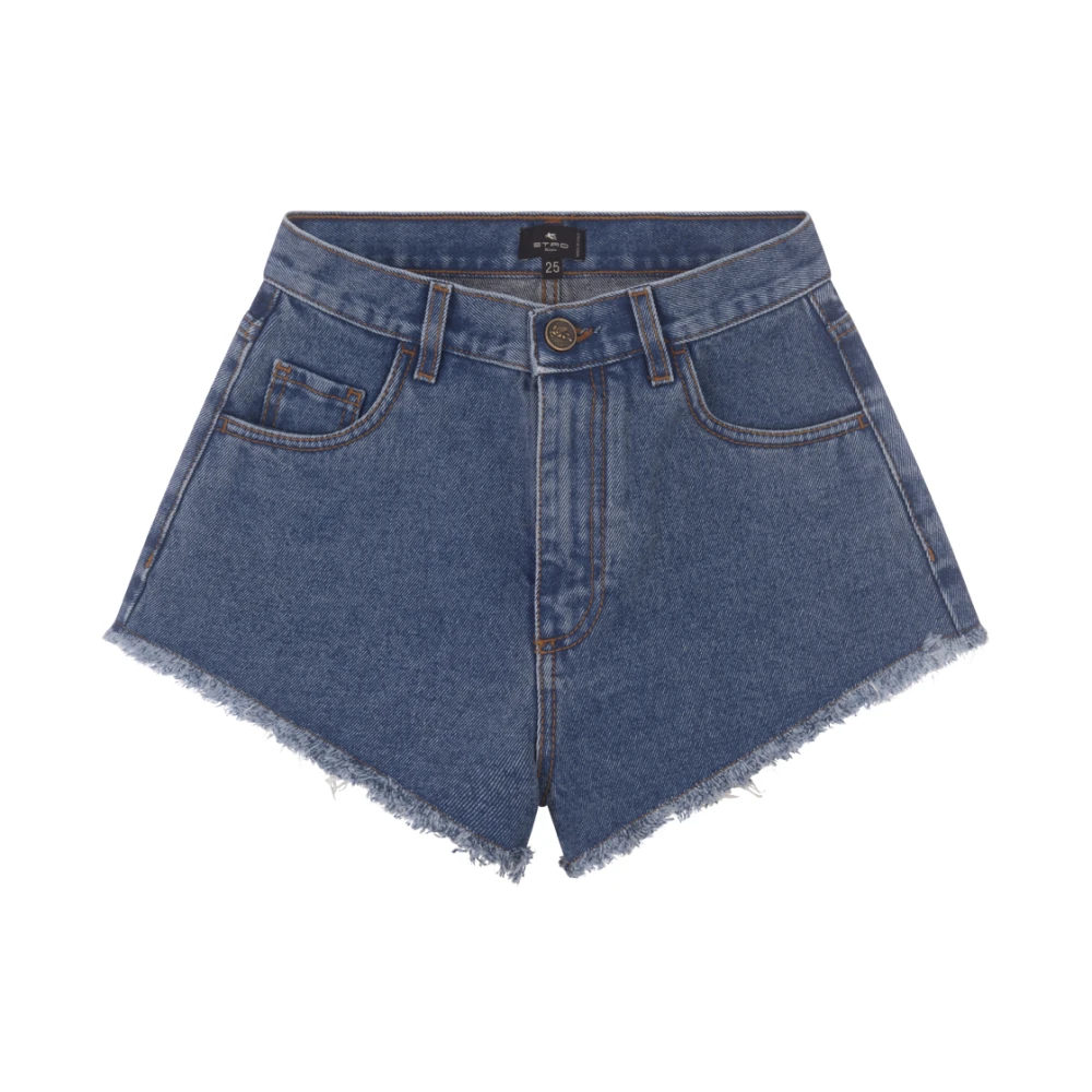 ETRO Blauwe Denim Shorts met Contraststiksels Blue Dames