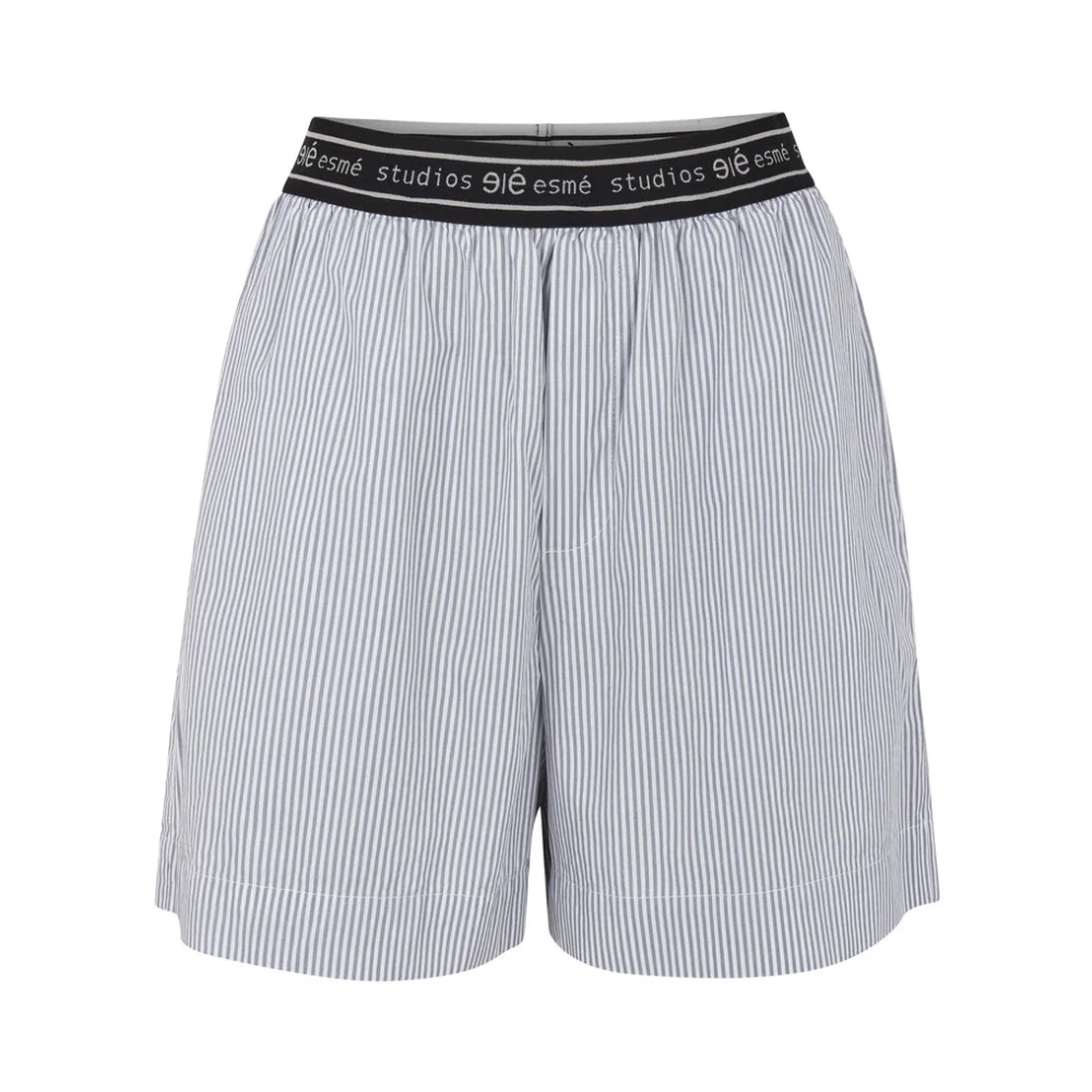 Esmé Studios Logo Elastische Oversized Katoenen Shorts Gray Dames