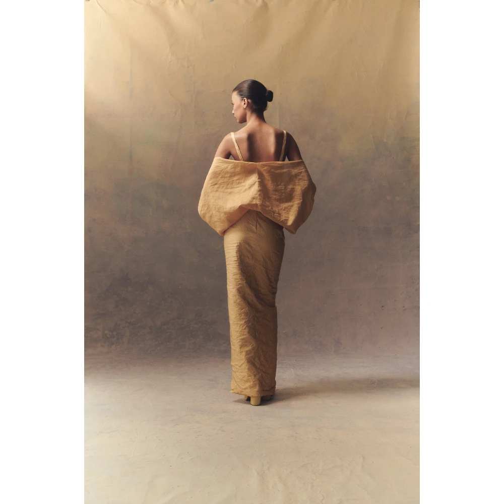 Cortana Metallic Draad Bustier Top Yellow Dames
