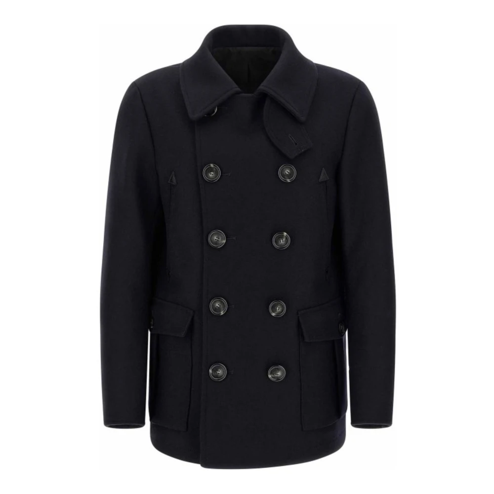Dsquared2 Felted Wool Peacoat - Male - Double-Breasted Coats - Blue - M - Coats