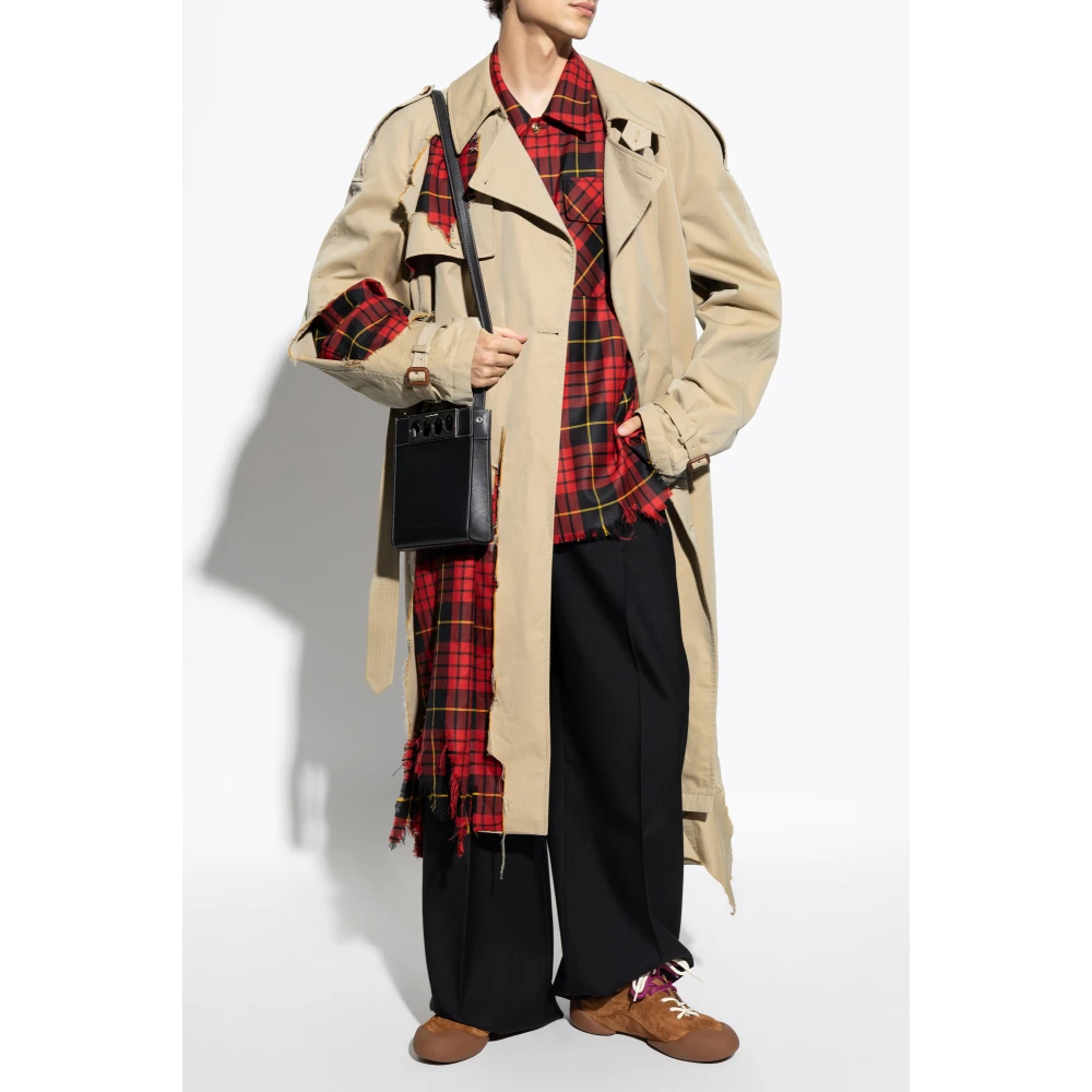 alexander mcqueen Trenchcoat met wollen inzetstukken Red Heren
