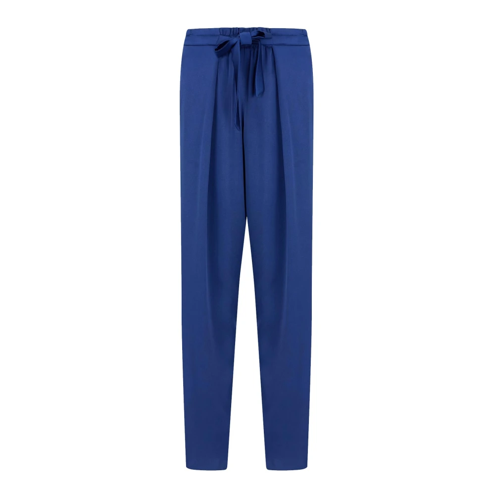 Emporio Armani Blauwe Satijnen Broek Zijrits Blue Dames