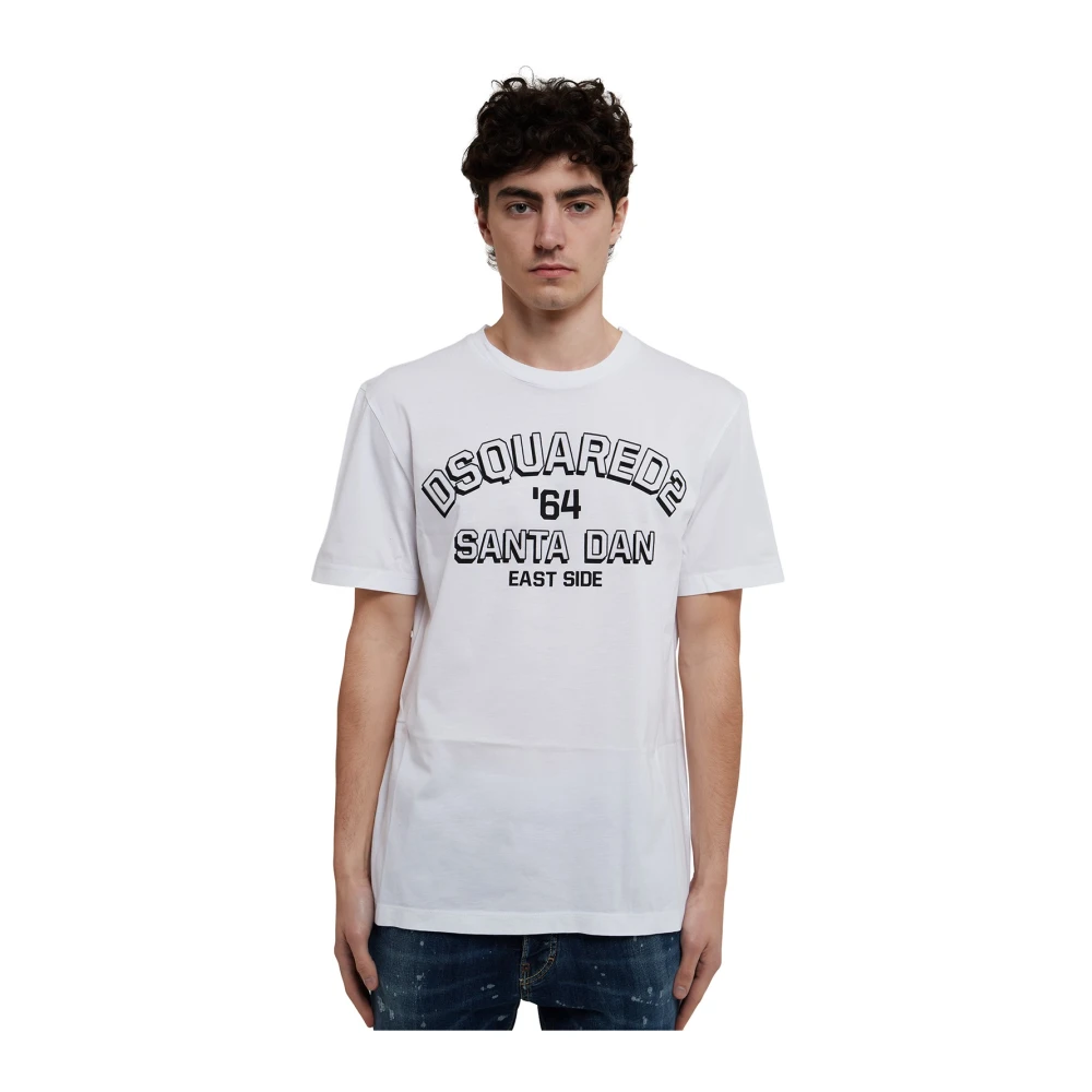 Dsquared2 Wit Katoenen T-Shirt met Logo Print White Heren