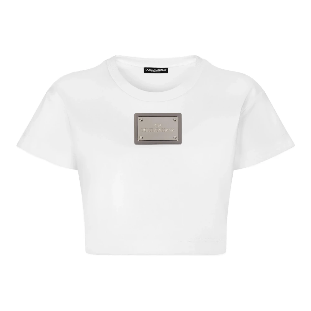 Dolce & Gabbana Kim Cropped T-shirt med Tag White, Dam