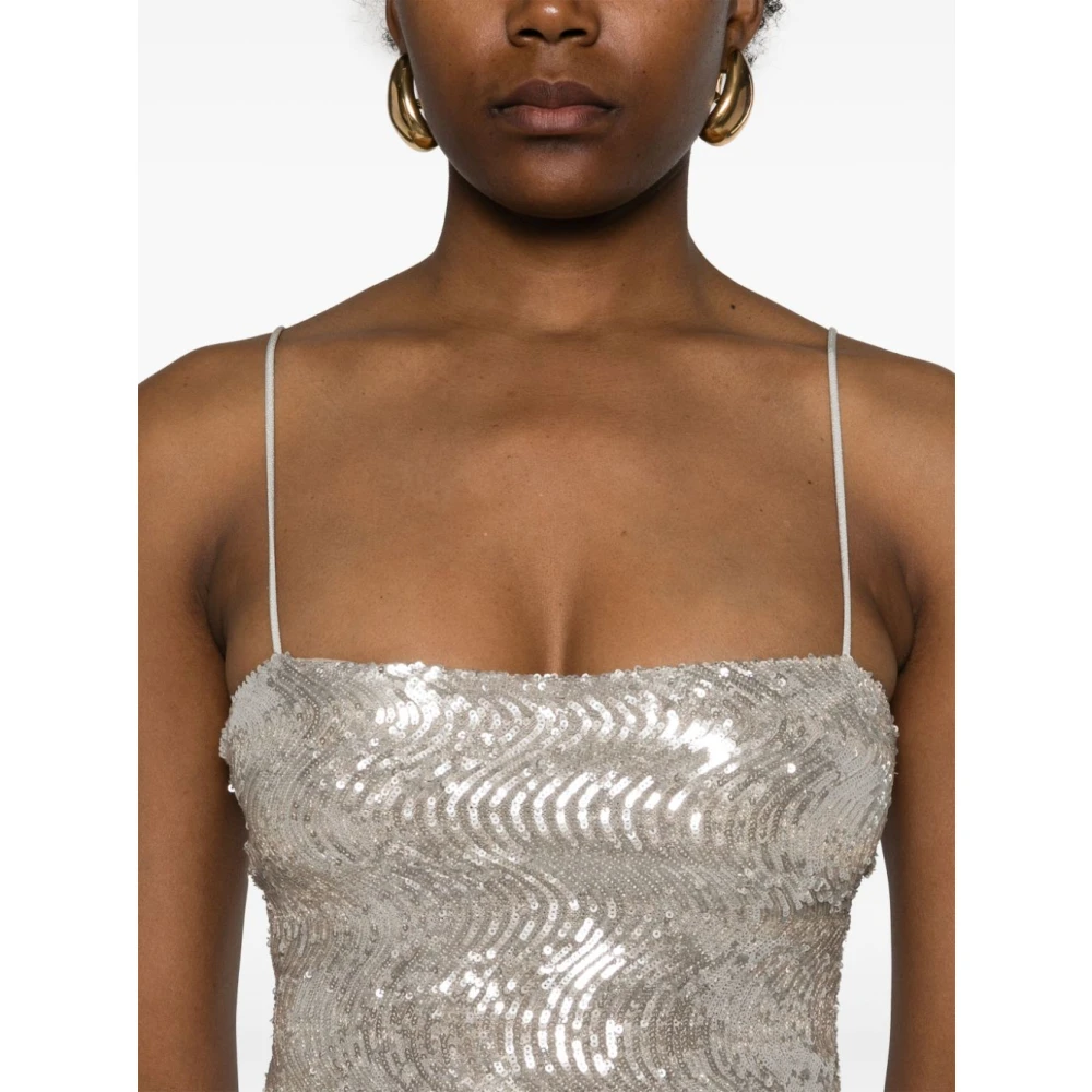 Forte Paillet Mouwloze Top Zilver Gray Dames
