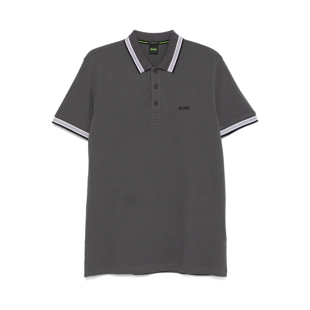 Hugo Boss Antracietgrijze Gestreepte Rand Korte Mouw Trui Gray Heren
