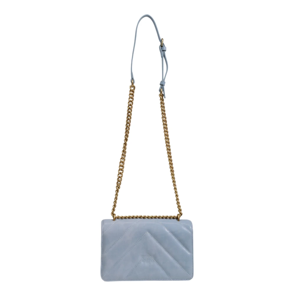 pinko Mini Vitello Leren Tas Herfst Winter Collectie Blue Dames