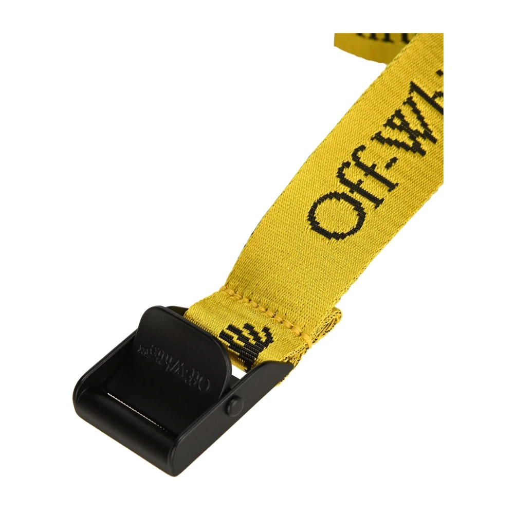 Off White Logo Stoffen Riem voor Mannen Yellow Heren