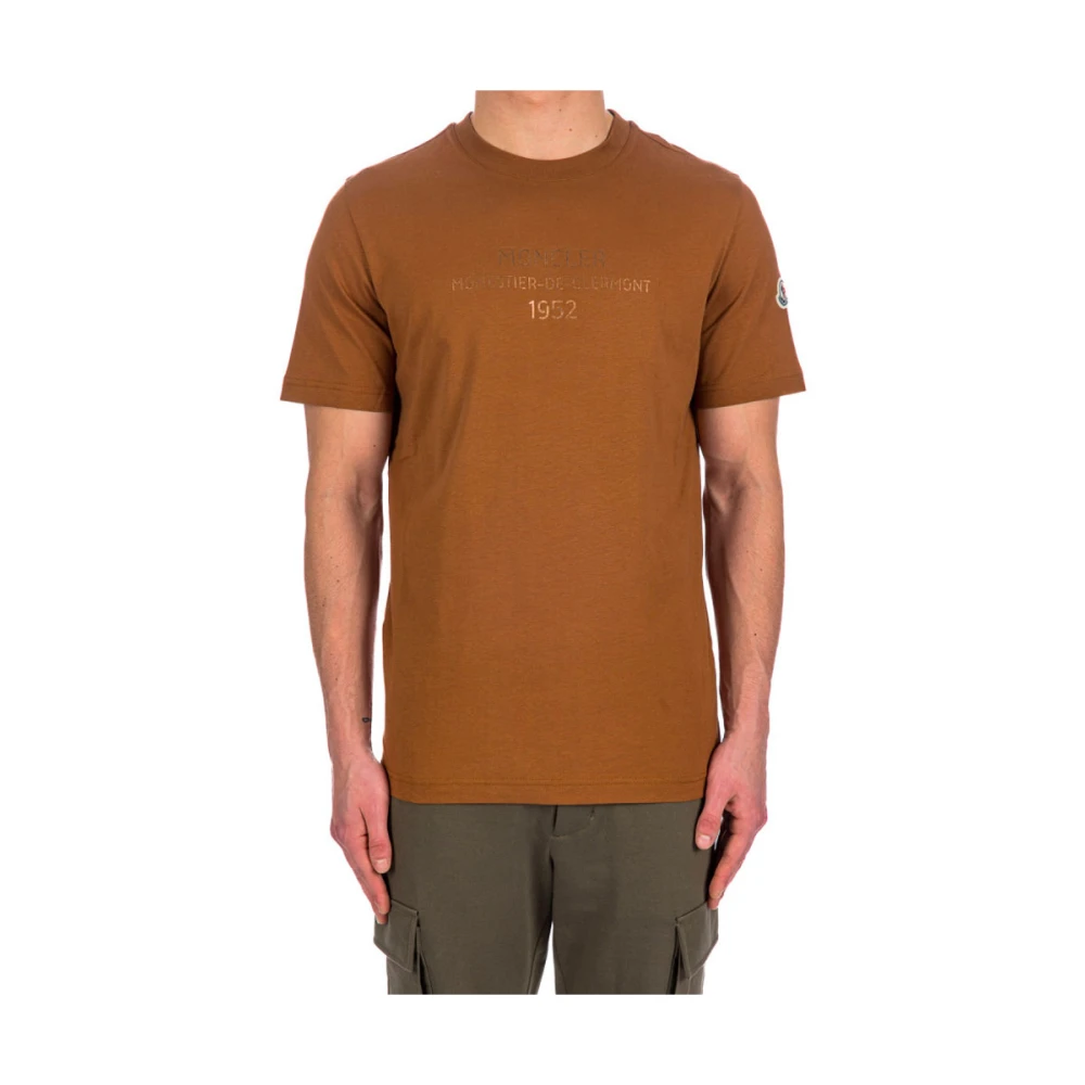Moncler Katoenen T-shirt Model J1 091 Brown Heren