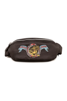 Tigerbroderad magväska