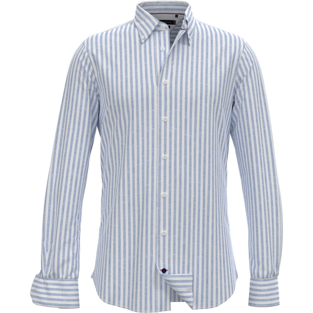 Tommy Hilfiger Smart Casual Verticale Streep Linnen Overhemd Blue Heren