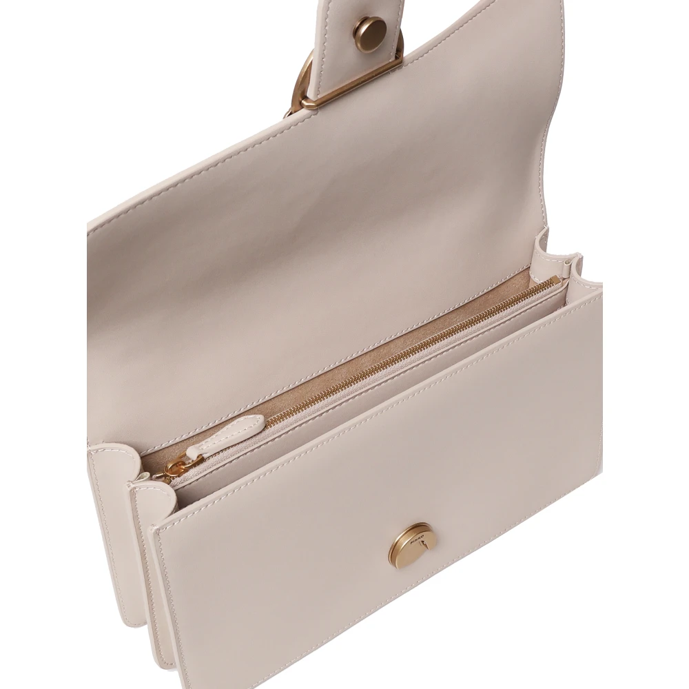 pinko Beige Leren Schoudertas Love Birds Beige Dames