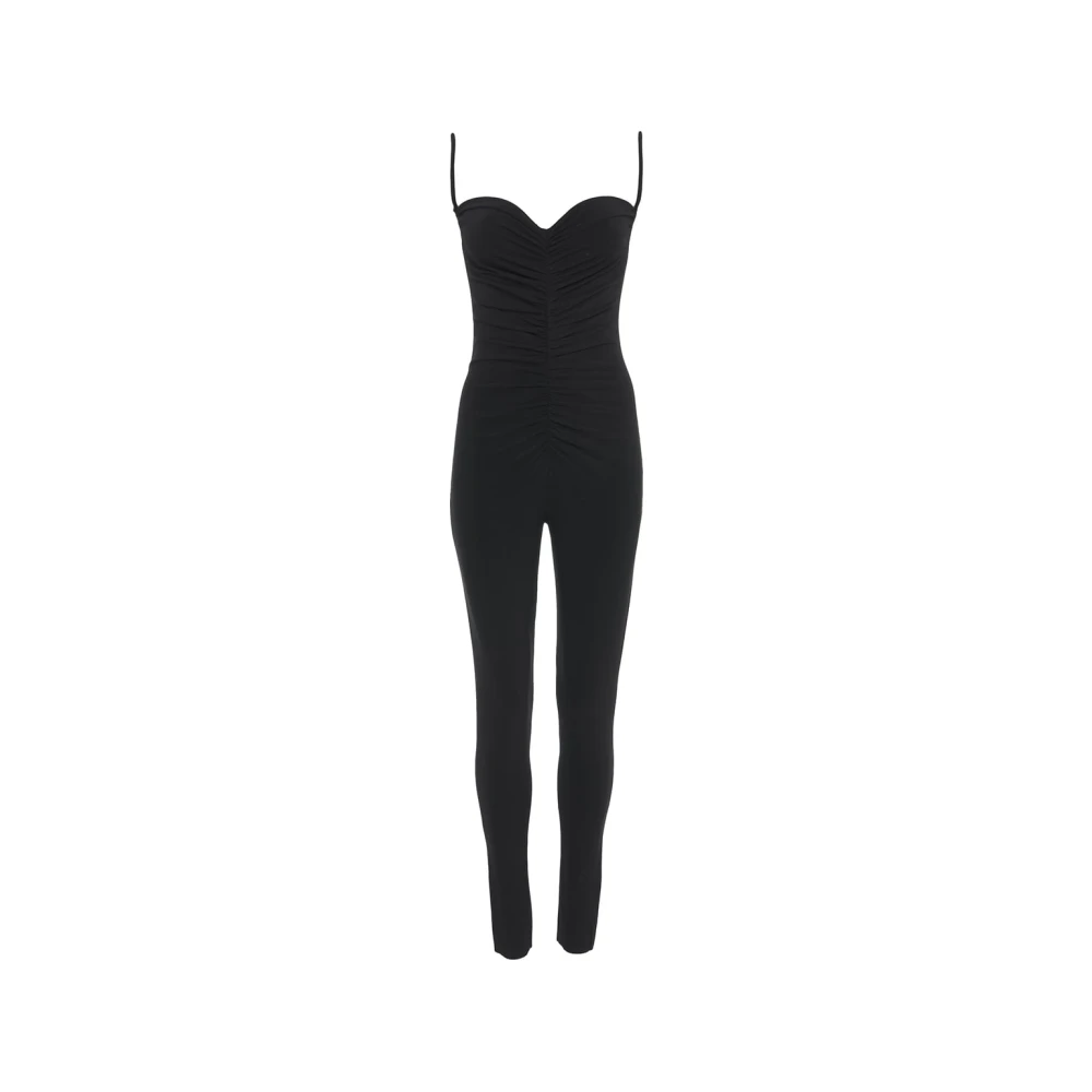 Norma Kamali Stijlvol Zwart Catsuit Sweetheart Halslijn Black Dames