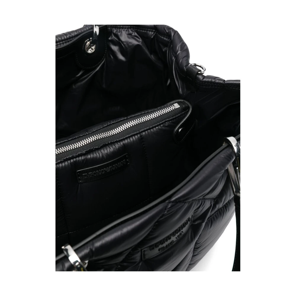 Emporio Armani Gewatteerde Zwarte Schaal Handtas met Logo Black Dames