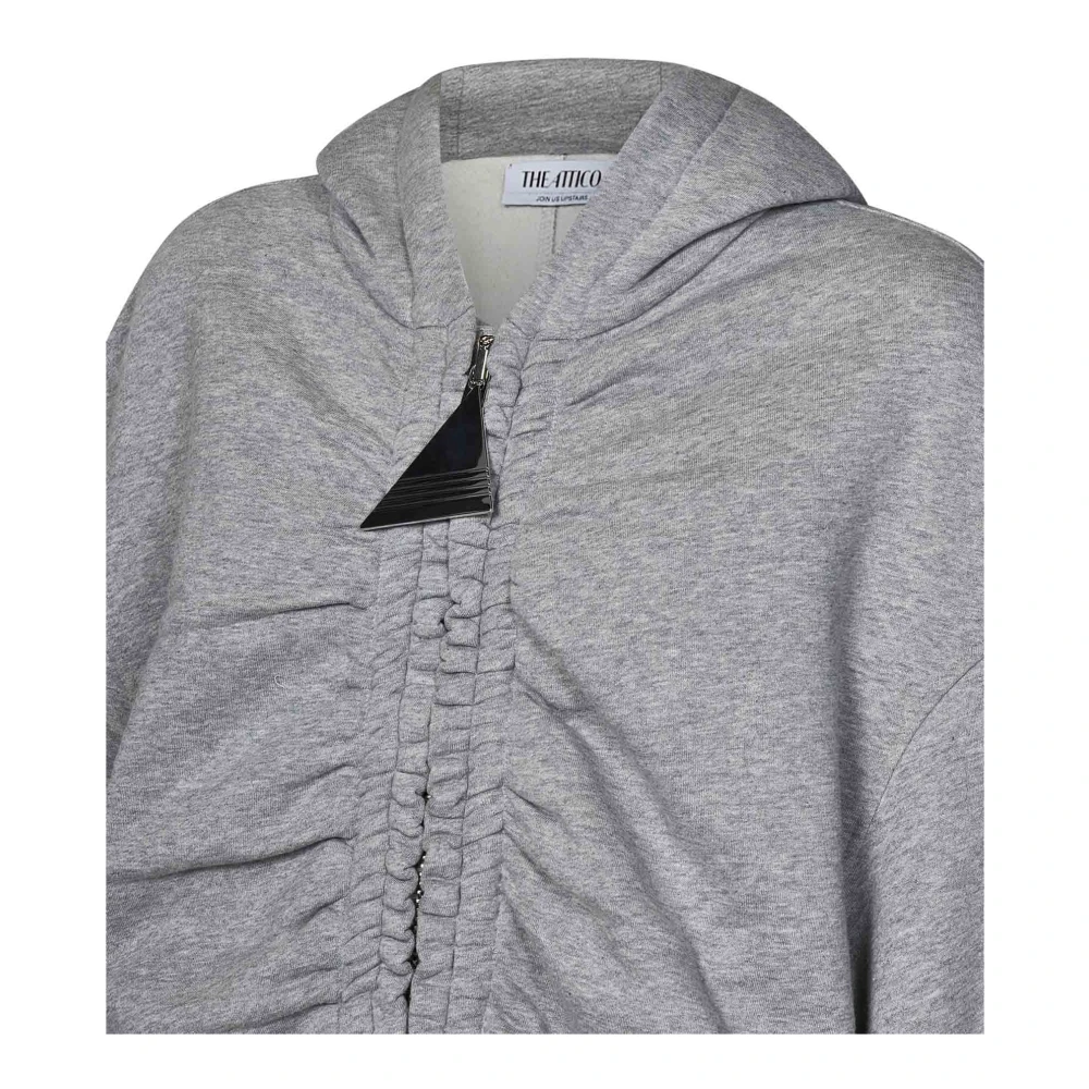 The Attico Grijze Zip-Up Hoodie met Verzamelde Details Gray Dames