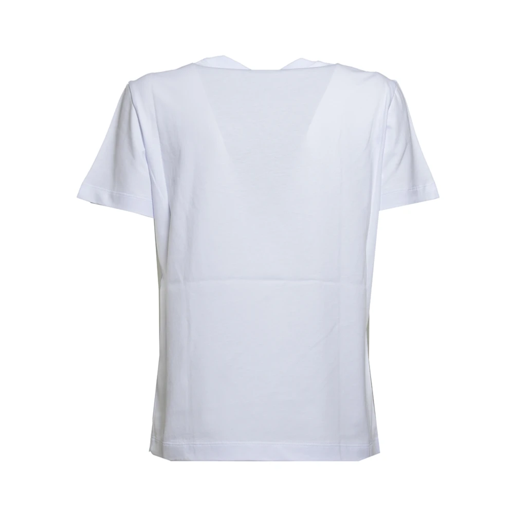 Msgm Klassiek Wit Katoenen T-shirt met Zwart Logo Print White Dames
