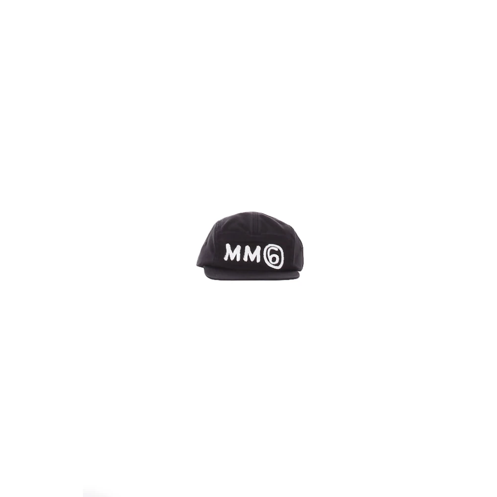 Mm6 Maison Margiela Unisex Zwart Accessoires L, Katoen, Pet Met Geborduurd Logo