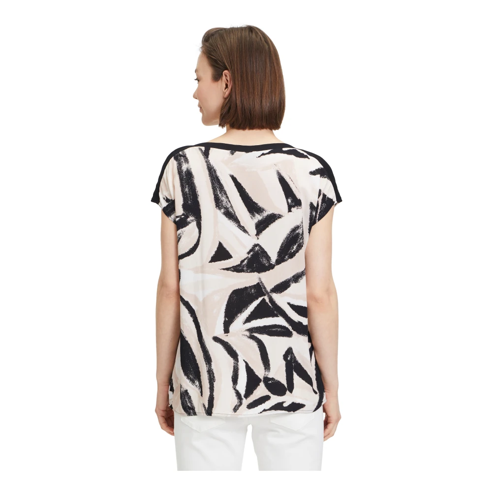 Betty & Co Grafische Print Blouse Shirt Beige Dames