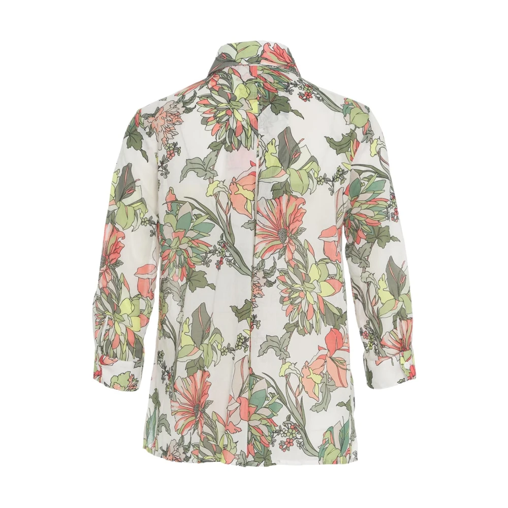 Himon's Groene Bloes met Bloemenpatroon en Knoopsluiting Multicolor Dames