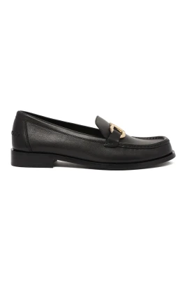 Svart brittisk-inspirerade moccasin skor