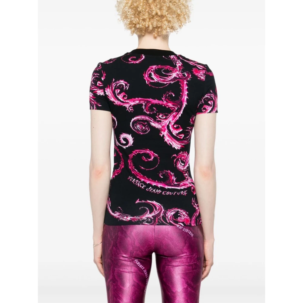 Versace Jeans Couture Zwarte T-shirt voor vrouwen Aw24 Multicolor Dames