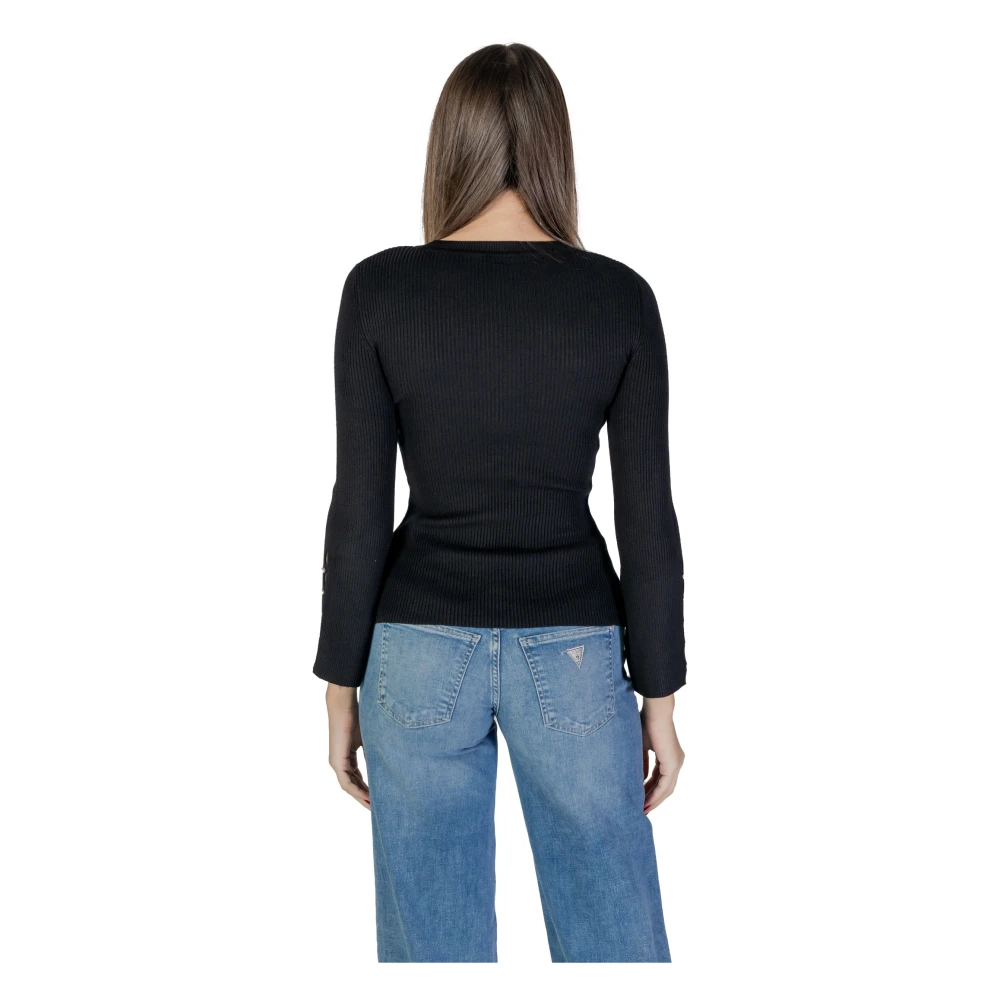 Only Zwarte Gebreide Ronde Hals Trui Black Dames