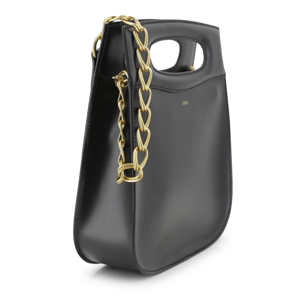 Soeur Zwarte Leren Schoudertas met Kettingriem Black Dames