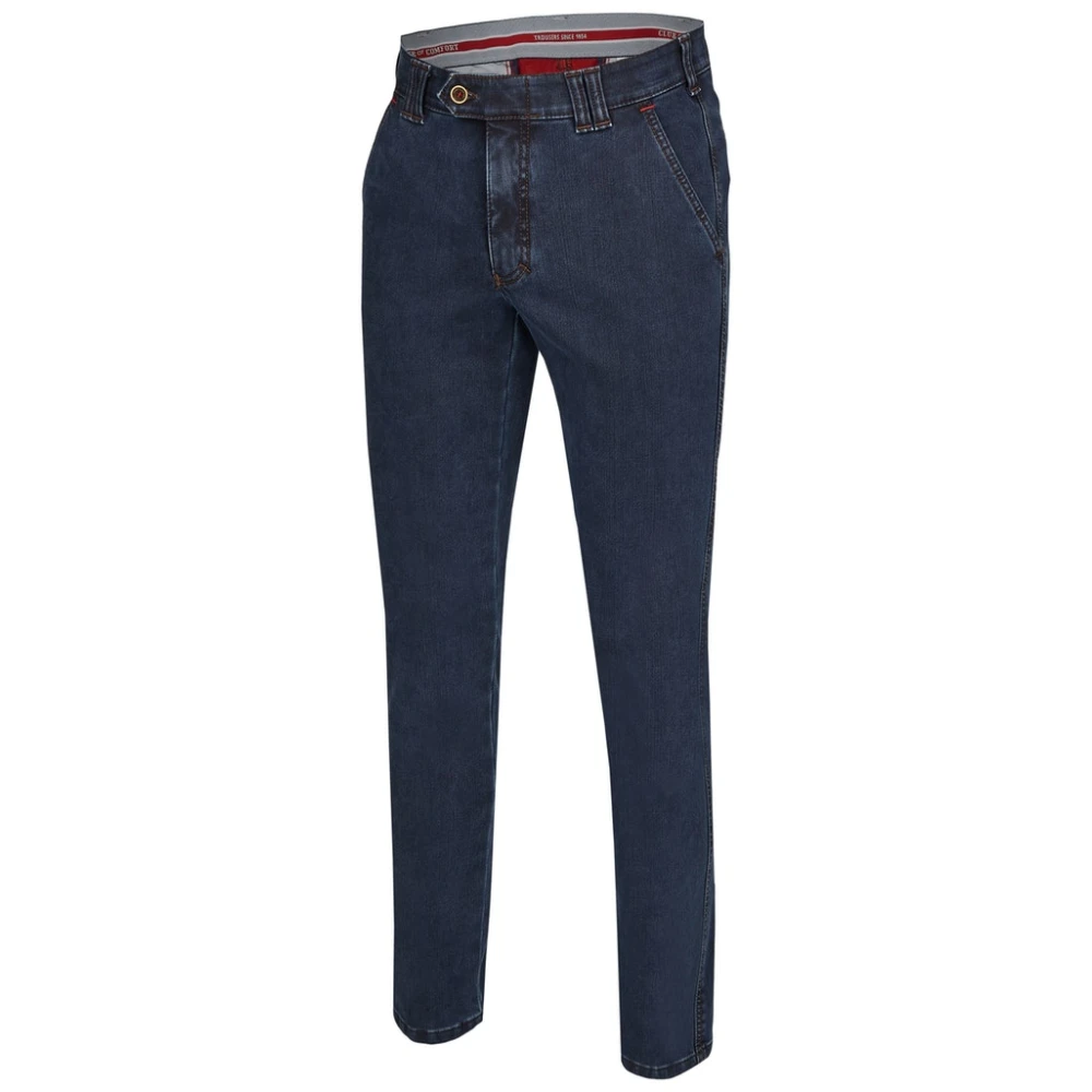 club of comfort Stretch Denim Flat Front Broek Blue Heren